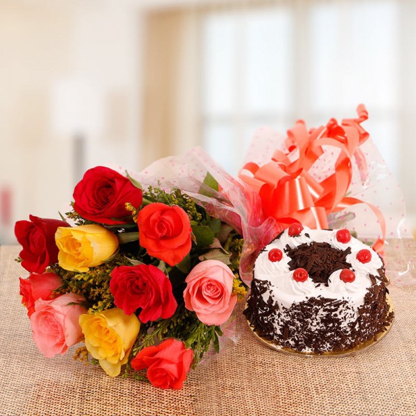 Mix Roses Bunch & Cake